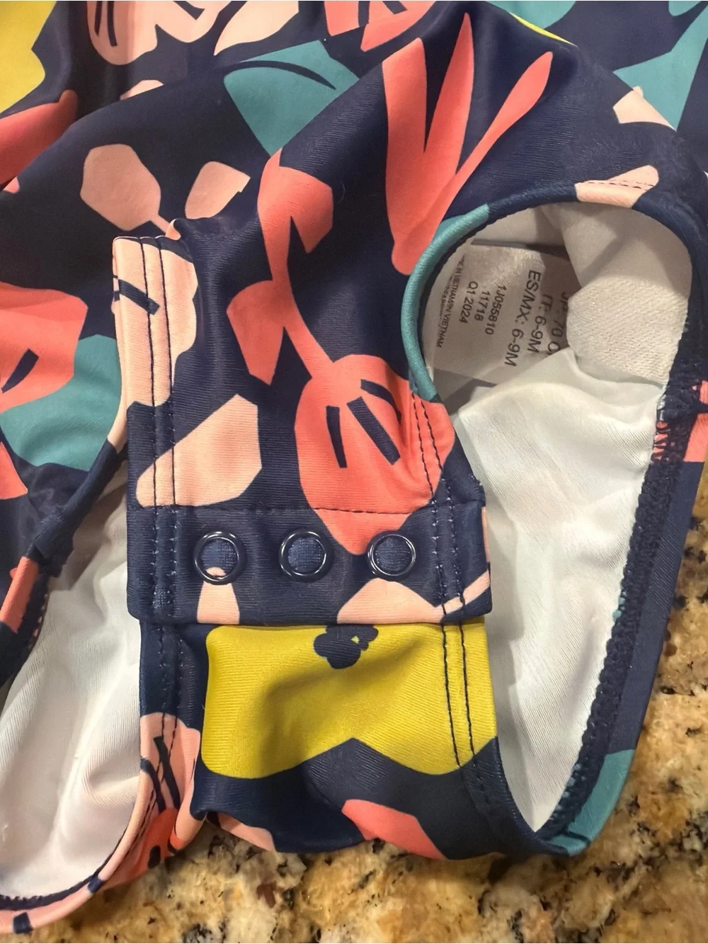 EUC SimpleJoys Carter's Navy Floral Long-Sleeve Rashguard - 6-9 months